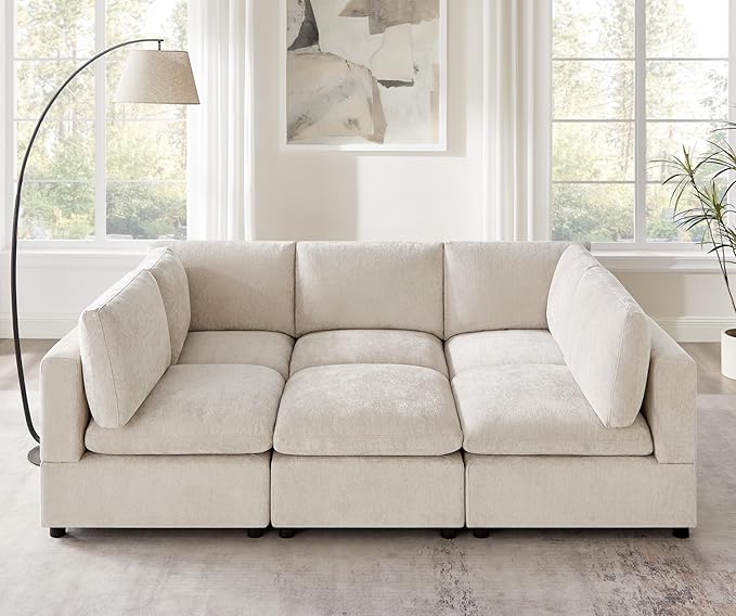 Modular Sectional Sofa, Convertible Sofa Couch Modular Sofa with Ottoman, Sectional Sofas for Living Room Small Apartments