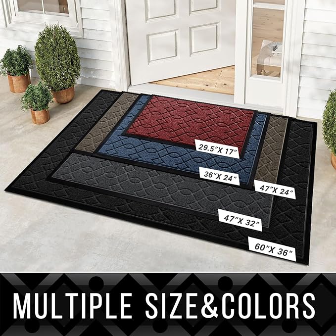 Yimobra Front Door Mat Outdoor Indoor 47x24, All-Season, All-Weather, Heavy Duty Welcome Door Mats Outside Entrance, Non Slip Porch Patio Entrance Mat, Red