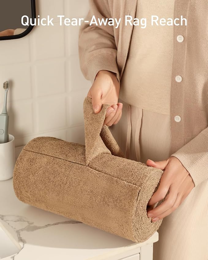 Fantasticlean Microfiber Cleaning Cloth Roll -75 Pack, Tear Away Microfiber Towels, 12" x 12", Reusable, Washable, Scratch Free, Ultra Absorbent Dish Rags for Car, Home, Garage or Shop (TAN)