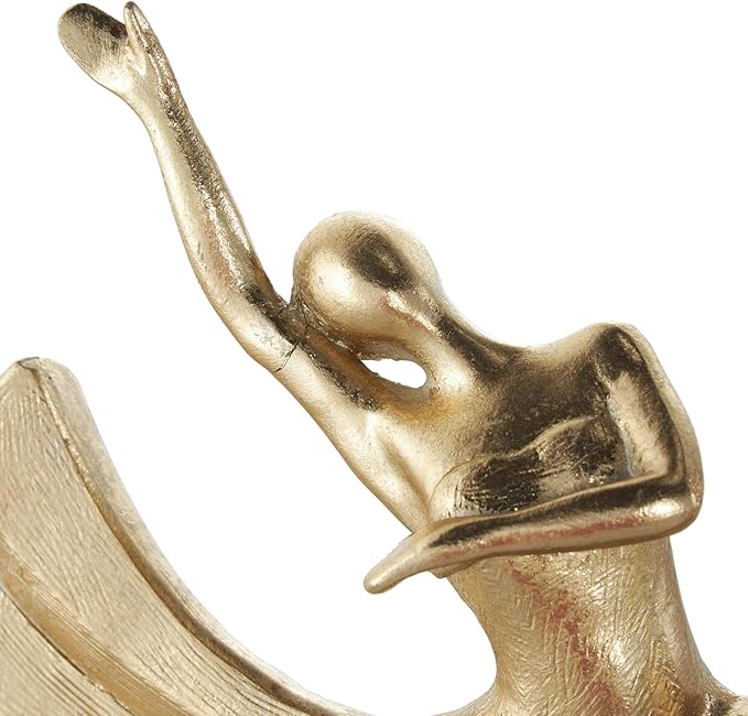 Deco 79 Polystone Dancer Decorative Sculpture Home Decor Statue with Black Square Base, Accent Figurine 9" x 4" x 12", Gold