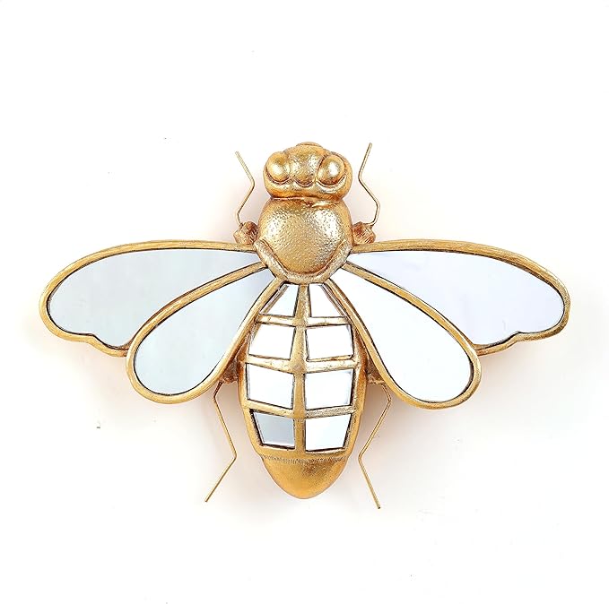 Decorative Bug Insects Beetle Mirrors - Gold Resin Little Bee Glass Wall Decor, Perfect for Victorian and European Themed Homes