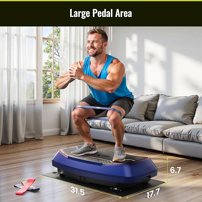 FLYBIRD 4D Vibration Plate 500 LBS Capacity, Oscillation, Linear, Pulsation Vibration Plate Exercise Machine, Triple Motors Vibration Plate for Bone Density Building & Lymphatic Drainage