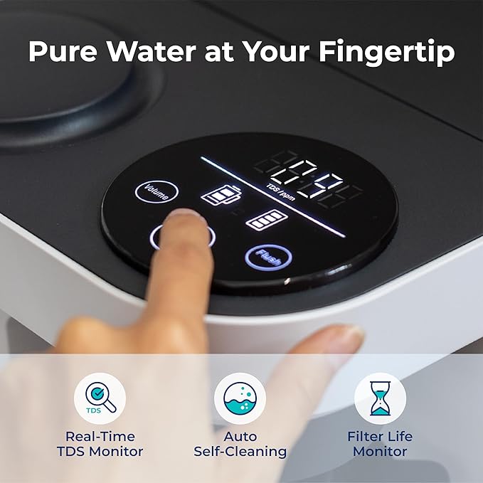 Bluevua RO100ROPOT-LITE Countertop Reverse Osmosis Water Filter System, 5 Stage Purification, 3:1 Pure to Drain, Portable Water Purifier (No Installation Required) (White)