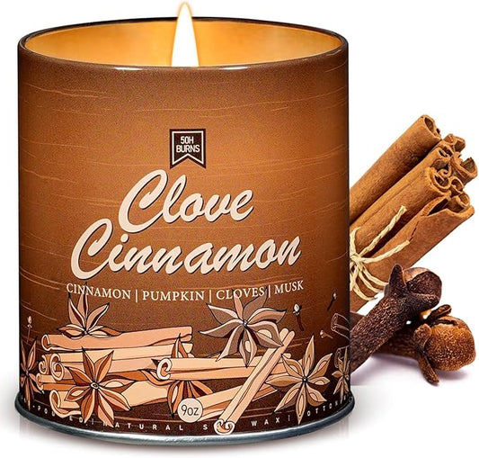 Cinnamon Fall Candles for Home Scented Natural Soy Wax Non Toxic Birthday Candle Scented Candles 40 Hours Bruning 9oz Aromatherapy Candle Gifts for Women Halloween Birthday Thanksgiving
