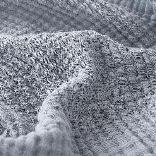 EMME Cotton Muslin Throw Blanket Couch Breathable Gauze Blanket Soft Lightweight Blankets Adults (Dusty Blue, 50"x60")