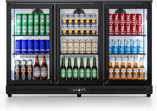 COTLIN 12.45 Cu.Ft Back Bar Beverage Cooler with Low-E Glass Auto Defrost – 3 Door Commercial Under Counter Fridge for Beer, Soda, Wine– Triple Fan Cooling, ETL NSF Approved