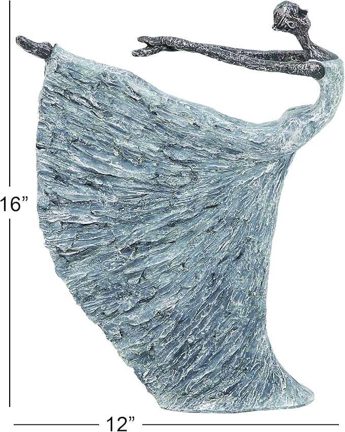 Deco 79 Polystone Dancer Decorative Sculpture Home Decor Statue, Accent Figurine 12" x 3" x 16", Gray