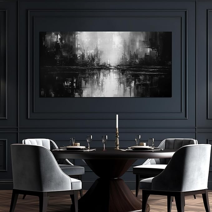 Large Abstract Canvas Wall Art for Living Room Large Size,Black and White Pictures Wall Art for Office 29 x 59 Inch