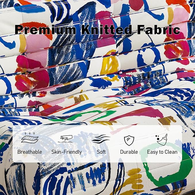 Big Bean Bag Chairs for Adults, 3 Seater Large Bean Bag Sofa, Fireside Chair Lazy Sofa Chair with High Density Comfortable Foam, Modern Bean Bag for Living Room, Bedroom, Office (Multicolor)