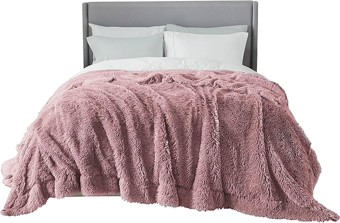 Bedsure GentleSoft Fluffy Dusty Pink King Size Blanket for Bed, Thick Soft Sherpa Faux Fur Fleece Bedding Fuzzy Plush Winter Warm Heavy Big Large King Blanket, Cozy Pink Gifts for Men Women, 108x90