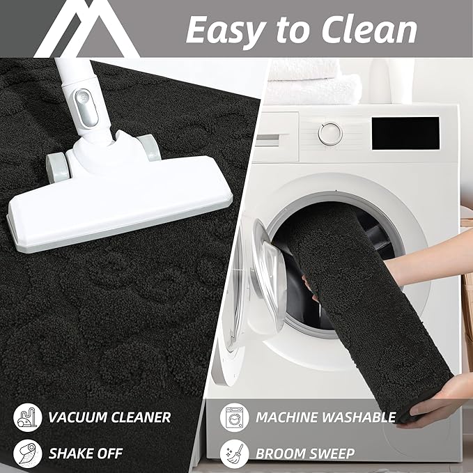 COSY HOMEER-Door-Mat-Non-Slip-Entryway-Rug 20”x32” Absorbent Welcome Mats Washable Dirt Trapper Door Mat Entrance Floor Mats for Front Back Doormats and Wet Shoes,Black