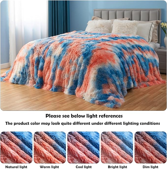 GONAAP Fuzzy Faux Fur Throw Blanket Tie-dye Sunset Super Soft Cozy Plush Fuzzy Shaggy Blanket for Couch Sofa Bed (Tie-dye Sunset, Throw(50"x60"))
