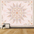 Fowocu Boho Floral Mandala Tapestry for Bedroom Aesthetic Pink Bohemian Flower Wall Tapestry Watercolor Hippie Indian Small Tapestries Wall Hanging for Living Room Dorm Decor 40 x 30 Inch