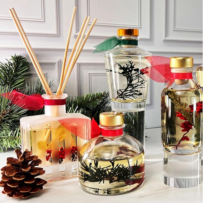 LOVSPA Reed Diffuser Set, Spiced Pomander Scented Oil Diffuser with Sticks, Home Fragrance Accessories for Bathroom Shelf Decor, Aroma Diffusers for Home or Office Desk, USA Made