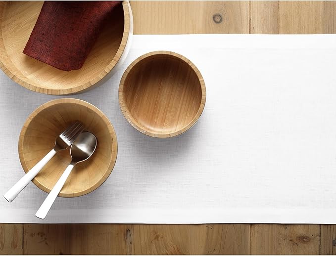 Solino Home Linen White Table Runner 120 Inches Long - 100% Pure Linen Dining Table Runner 14 x 120 Inch for Fall, Autumn, Halloween, Thanksgiving - Fete