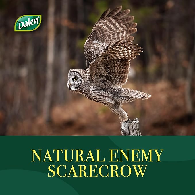 Dalen Large Fake Owl Decoy to Scare Birds Away - Garden Scarecrow Provides Natural Pest Control - 16" Tall - Great Horned Owl