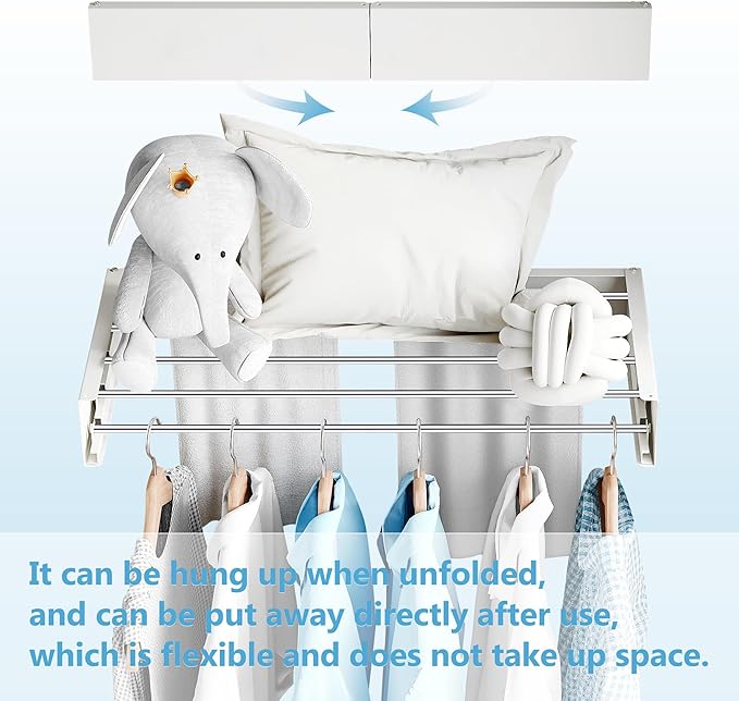 Drying Rack Clothing,Clothes Drying Rack Wall Mounted,Collapsible Hanging Racks for Laundry,Laundry Drying Rack,Wall Mounted Clothes Rack(31.5"-White) (White, 31.5 Inch)