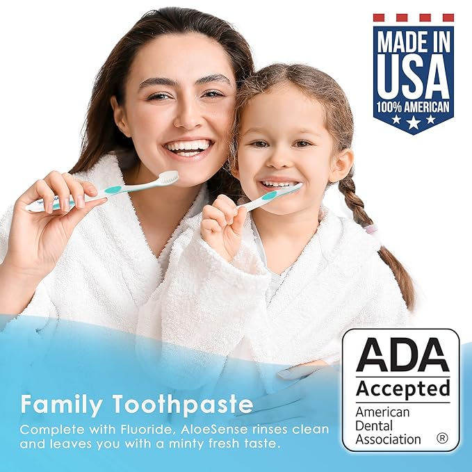 Naturally Soothing Toothpaste for Sensitive Teeth and Gum Care with Aloe Vera, Allantoin & Fresh Mint Flavor, Gentle & Natural, ADA Approved (5-oz, 6 Count)