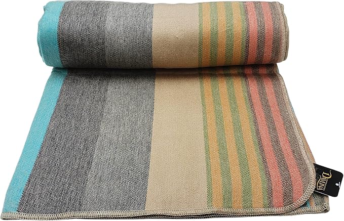 Alpaca Wool Throw Blanket | Super Soft, Lightweight, Breathable and Hypoallergenic | Non-Itchy or Scratchy (Green Gray Varicolored, Queen (U.S. Standard))
