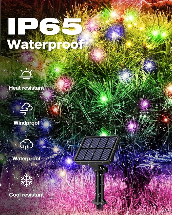 3 Pack Solar Fairy Lights for Outside Waterproof, 49FT/15M 150LED Solar String Lights Outdoor 8 Modes Solar Twinkle Lights for Garden Yard Christmas Tree Wedding Party Decor, Multicolor