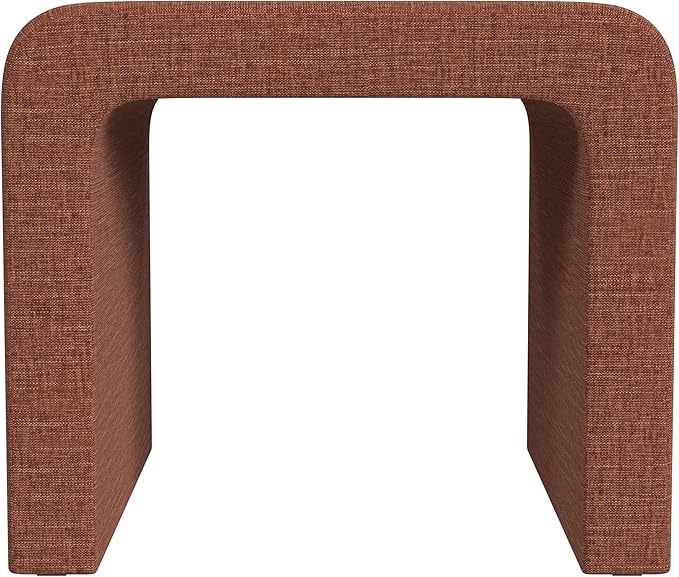 Modern Channel Rust Chenille Foot Stools Ottoman Home Décor, Soft Ottoman Foot Rest Chair for Bedroom and Living Room, Vanity Chair and Stool in Dressing Area, and Lounge (Rust Chenille)