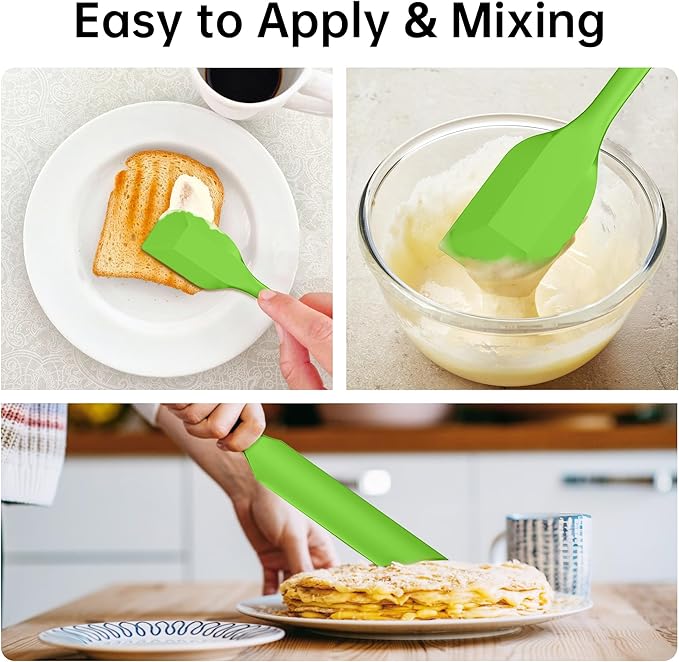 Barsone 5-Piece Silicone Spatula Set（ Heat Resistant 446°F Food Grade BPA Free, Nonstick Cookware Safe Dishwasher Safe Kitchen Tools for Baking, Cooking, Stirring, Green）