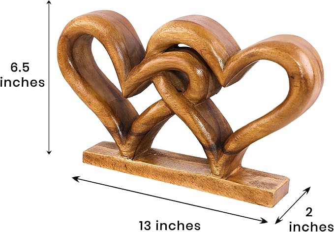 Decozen Gifts for Mom - Wooden Heart Sculpture - Mother's Day Birthday Gifts, Home, Office, Living Room, Shelf, Fireplace, Farmhouse, Tabletop, Boho and Mantle Decor - Mothers Day Decorations