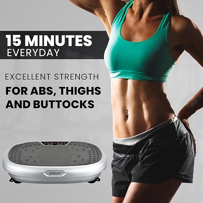 EILISON FitMax 3D XL Vibration Plate Exercise Machine - Whole Body Workout Vibration Platform w/Loop Bands - Lymphatic Drainage Machine for Weight Loss, Shaping, Wellness, Recovery