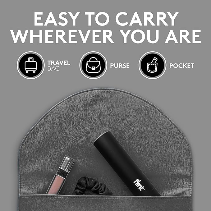 Flint Classic Black Retractable Mini Lint Roller with 90 Extra Sticky Sheets, Small and Portable Lint Roller, Ideal Pet Hair Remover, Travel Lint Rollers for pet Hair Extra Sticky