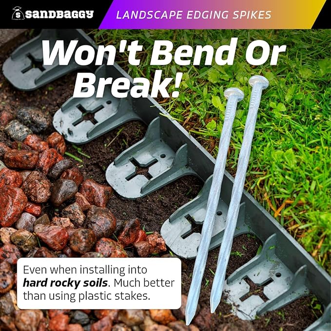 Sandbaggy 6 inch Galvanized Landscape Edging Spikes - Spiral Landscape Nails - 7 Gauge Steel - Great For Hard Rocky Soil - Also Great For Paver Edging, Artificial Turf, Landscape Fabric (1000, 6 inch)