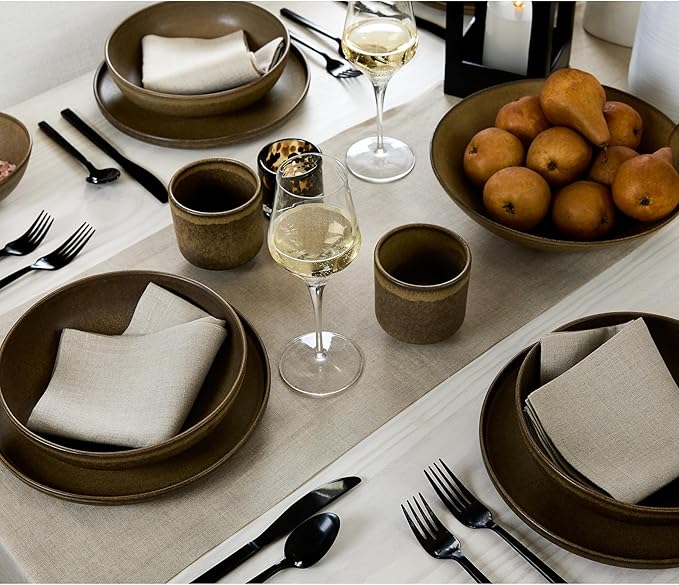 Solino Home Linen Natural Table Runner 48 Inches - 100% Pure Linen Small Table Runner 14 x 48 Inch Ideal for Dresser and Coffee Tables - Fall, Autumn, Thanksgiving - Fete
