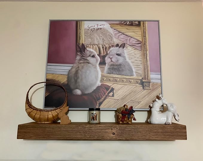 joelsantiques - 18 Inch Wooden Floating Shelves for Wall - 18x6x2 in - Made of Natural Wood - Short Heavy Duty Rustic Wall Shelves for Bedroom - Perfect for Bathroom, Kitchen - Medium Brown