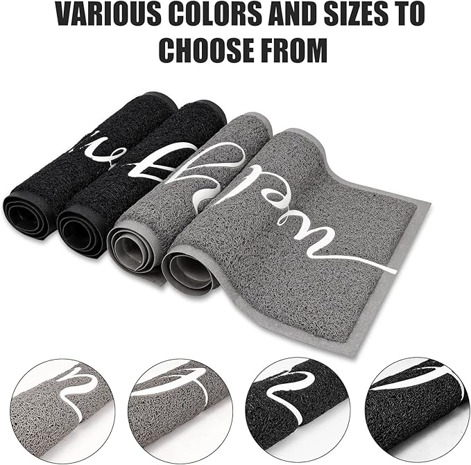 FireProof Outdoor Indoor Welcome Mat, Long-lasting Non-Slip and Easy to Clean Rectangular Entrance Mat, Grey (30 x 17.5) For High Traffic Areas