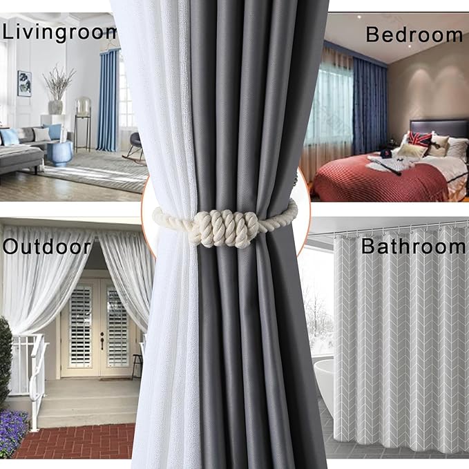 Fenghuangwu 2Pack Magnetic Curtain Tiebacks – Bohemian Style Handmade Woven Tie-Backs for Drapes,Elegant Exquisite Knot Holdbacks,Outdoor Boho & Modern Home Decor -Red