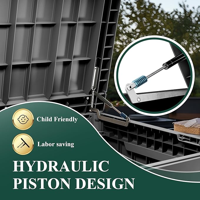 230 Gallon Outside Storage Box, Resin All Weather Storage Cabinet, Large Deck Box for Garden Tools, Patio Furniture, Sports Equipment, Black