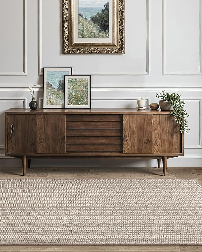 Color&Geometry Door Mat 2'4"x12' Runner Rug with Rubber Backing, Non Slip Washable Hallway Kitchen, Carpet Runners for Hallway Living Room Bedroom, Beige (Rolled-up NO Creases)