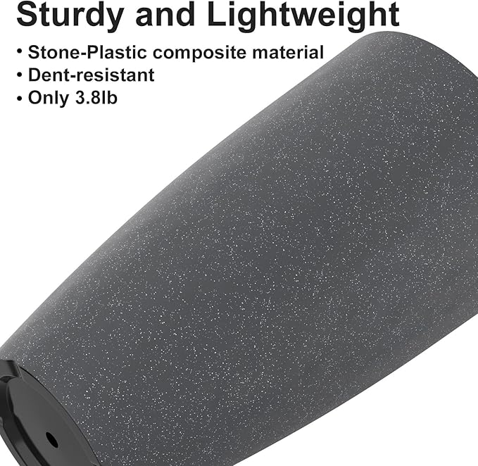 GameXcel Tall Flower Pot Indoor - Outdoor Plant Pot - Black Glossy Planter - Elegant Stone Imitation - 12" Diameter 21" Tall with Drainage Holes and Saucer 2Pack