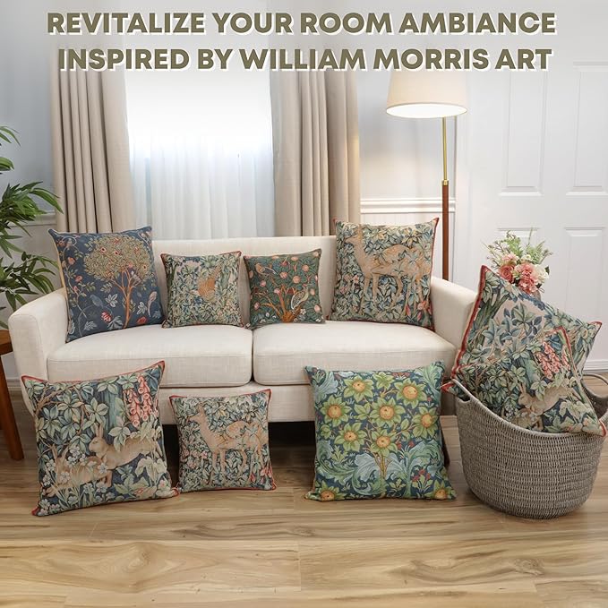 Charlotte Home Furnishings Decorative Tapestry Pillow Cover 14x14 in, Green Pheasant Couch Throw Pillow Cover, French Country Square Cushion Cases for Bed Room Home Decor, Soft Cotton Jacquard Woven