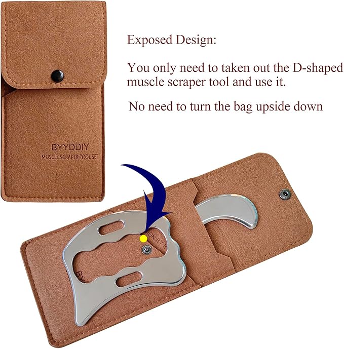 BYYDDIY SD 2 in 1 Stainless Steel GuaSha Muscle Scraper Tools Set,Scar Tissue Tool,Physical Therapy Tools,Muscle Scraping Tool,Massage Scraper,IASTM Tools,Soft Tissue Massage Tool (SD2)