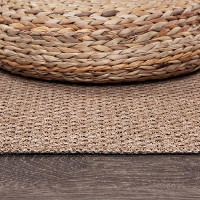 CAMILSON Easy Jute Rug 6x9, Indoor Outdoor Natural Color Farmhouse Area Rugs for Living Room Patio and Kitchen Rug, Solid Boho Woven Design, Easy-Cleaning, Washable Outside Carpet Alfombras (6 x 9)