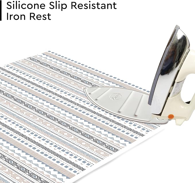 Encasa XO Ironing Mat/Pad (Large 48"x28") with 3mm Padding & Silicone Iron Rest for Steam Pressing on Tabletop or Bed - Heat Resistant, Portable, Quilting & Travel Blanket - Aztec