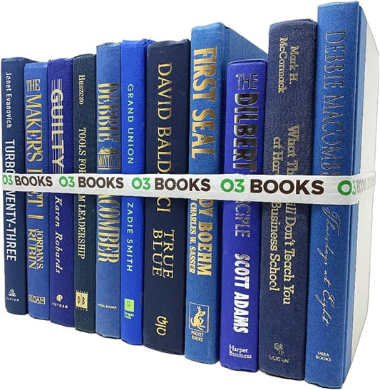 Curated Decorative Books Hardcover Décor Books for Home Décor, Choose Color, Interior Design, Office, Wedding Display, Instant Library, or Staging (Jeans, Three Feet)