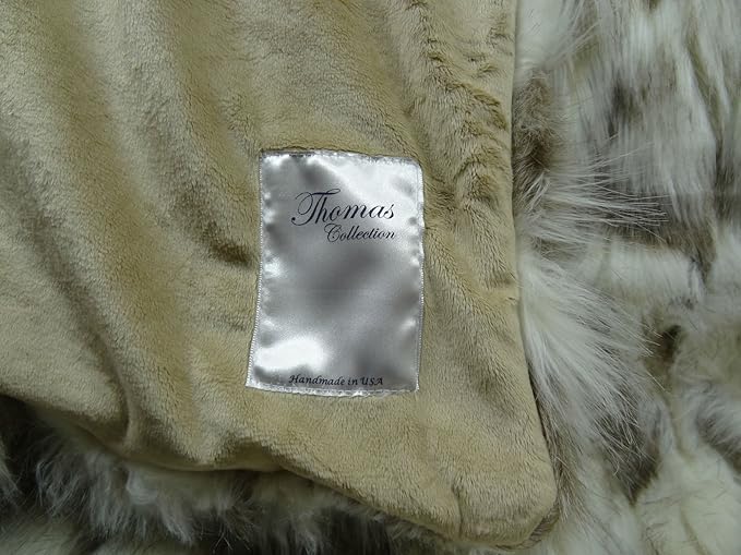Ivory Faux Fur Oversized Blanket & Bedspread - Tibet Fox Fur - Ivory Beige Luxury Faux Fur - Throw Blanket - Luxury Soft Faux Fur, Handmade in USA, 16445