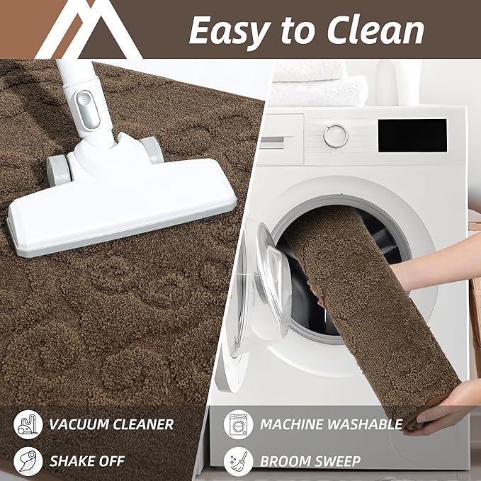 COSY HOMEER-Door-Mat-Non-Slip-Entryway-Rug 32”x48” Absorbent Welcome Mats Washable Dirt Trapper Door Mat Entrance Floor Mats for Front Back Doormats and Wet Shoes,Brown