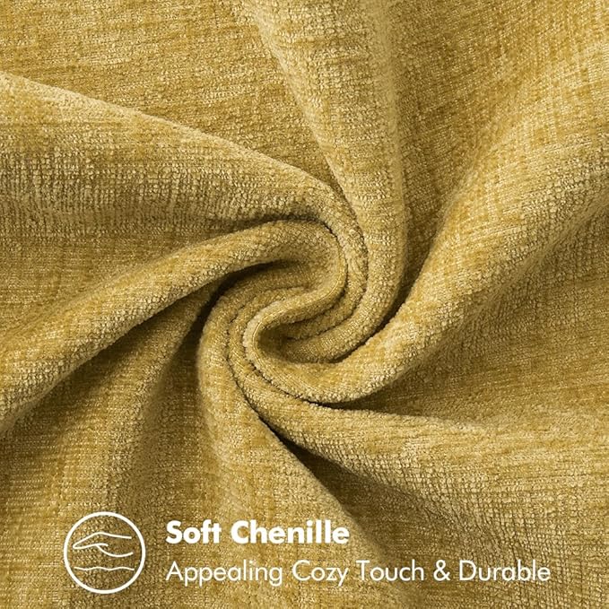 MIULEE Pack of 2 Couch Throw Pillow Covers 16x16 Inch Mustard Yellow Farmhouse Decorative Pillow Covers with Stitched Edge Soft Chenille Solid Dyed Fall Pillow Covers for Sofa Bed Living Room