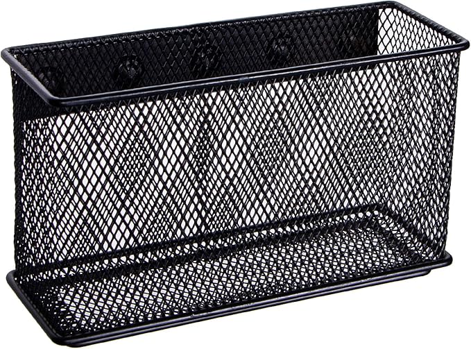 dedoot Magnetic Basket for refrigerator Storage Magnetic Pencil Holder Basket Mesh Black Strong Magnetic Pen Holder for Refrigerator,Whiteboard, Locker, Home and Office Organizer, 6.3x2.3x3.6inch