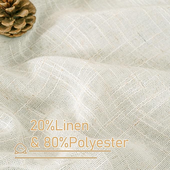 LAMIT Light Filtering Sheer Linen Curtains 84 inches Long, Linen Textured Semi Sheer Bronze Grommet Natural Boho Drapes for Living Room/Farmhouse/Bedroom, 2 Panels, Cream, 60 x 84 Inch