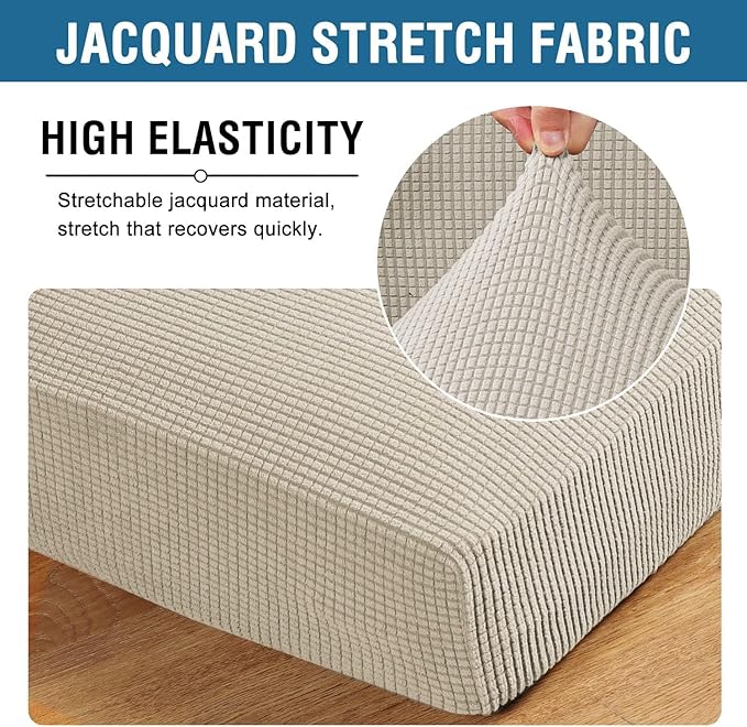 H.VERSAILTEX Super Stretch Individual Seat Cushion Covers Sofa Covers Couch Cushion Covers Slipcover Sets Thick Jacquard Textured Twill Fabric (1 Piece Sofa Cushion Cover, Island Fossi)