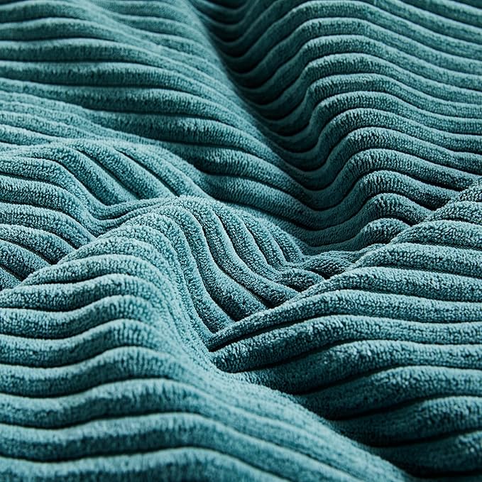 Fancy Homi 2 Packs Teal Decorative Throw Pillow Covers 18x18 Inch for Living Room Couch Bed Sofa, Rustic Farmhouse Boho Home Decor, Soft Corss Corduroy Patchwork Textured Square Cushion Case 45x45 cm