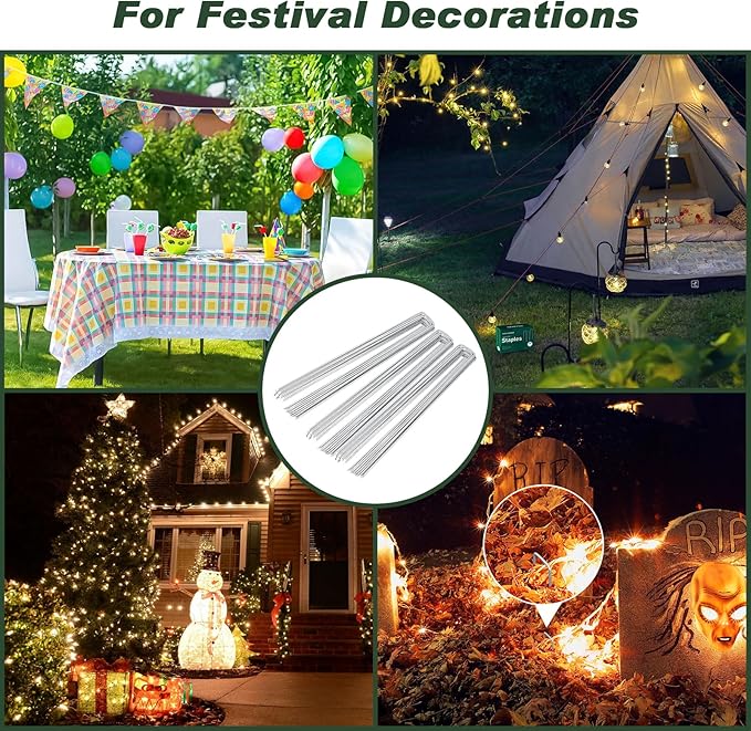 FEED GARDEN 6 Inch 100 Pack Galvanized Landscape Staples Plant Cover Stakes 11 Gauge Tent Stakes Garden Stakes Landscaping Fabric SOD Pins Yard Stakes for Decoration Weed Barrier Fabric